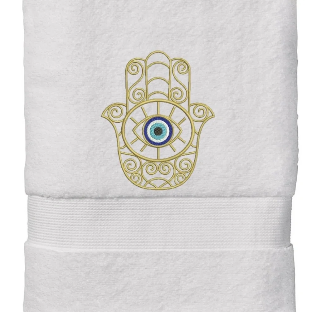Hand Evil Eye Embroidered Hand towel Pick one New Made to order Black